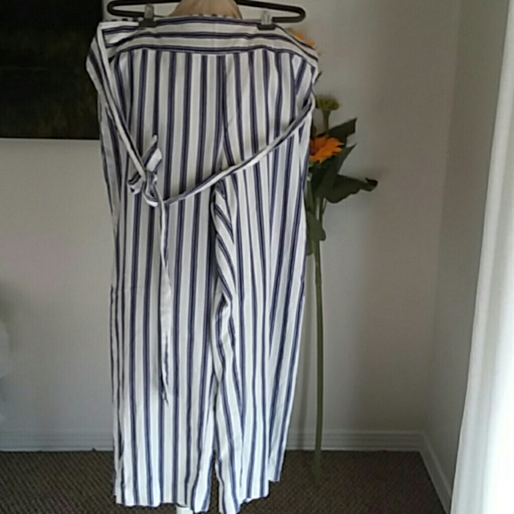 New directions 2x navy blue & white linen pant